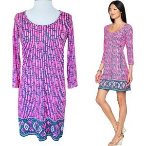 Lilly Pulitzer Beacon Shift Mini Dress Size XS 3/4 Sleeve